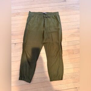 TWO Pairs Of Linen Joggers Tan & Olive Green-size 6